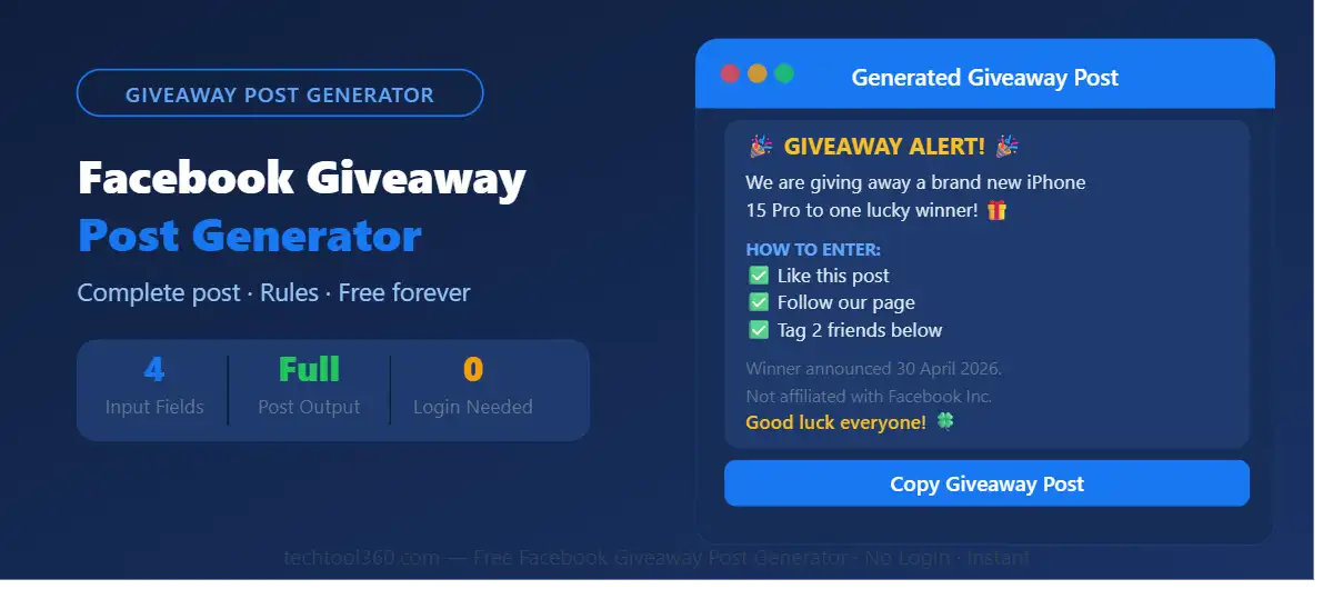 free facebook giveaway post generator