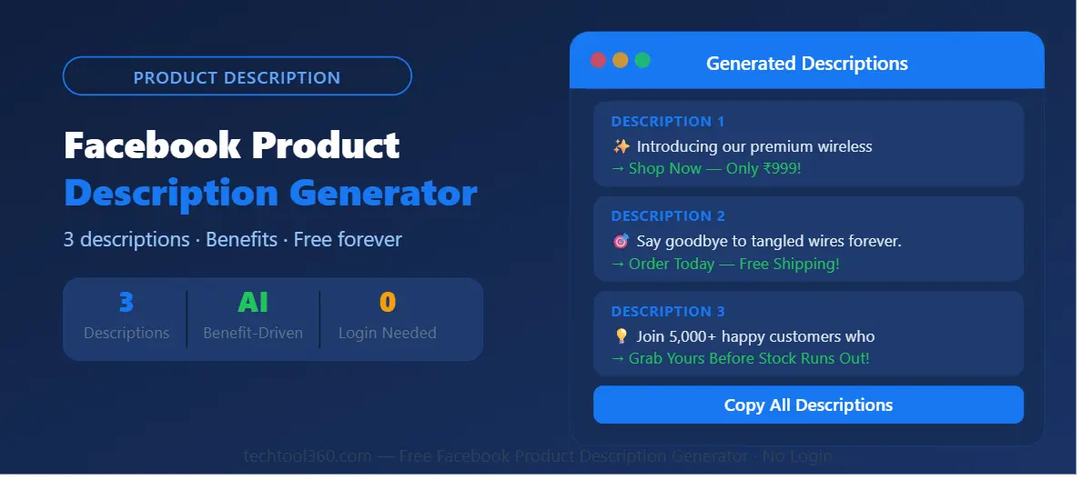 free facebook product description generator