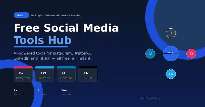 Free social media tools for Instagram Twitter LinkedIn and TikTok — TechTool360